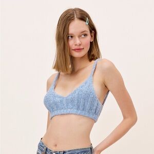 For Love & Lemons Knit Bralette Blue Sz S